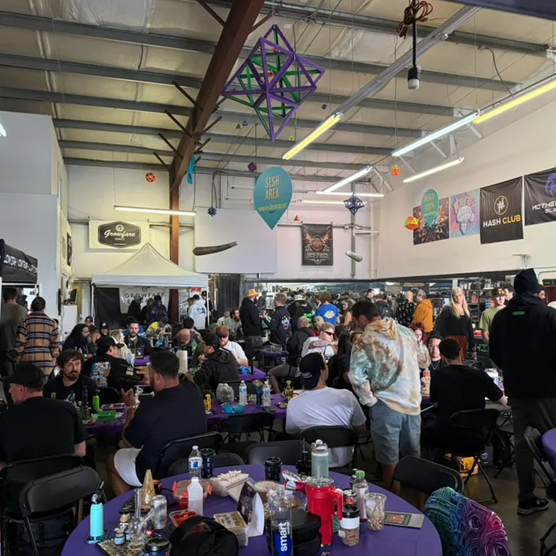 Crowd at a hash and glass event