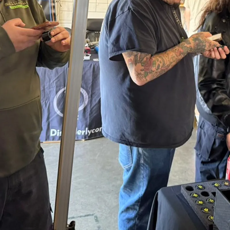 Attendees at an event vendor area