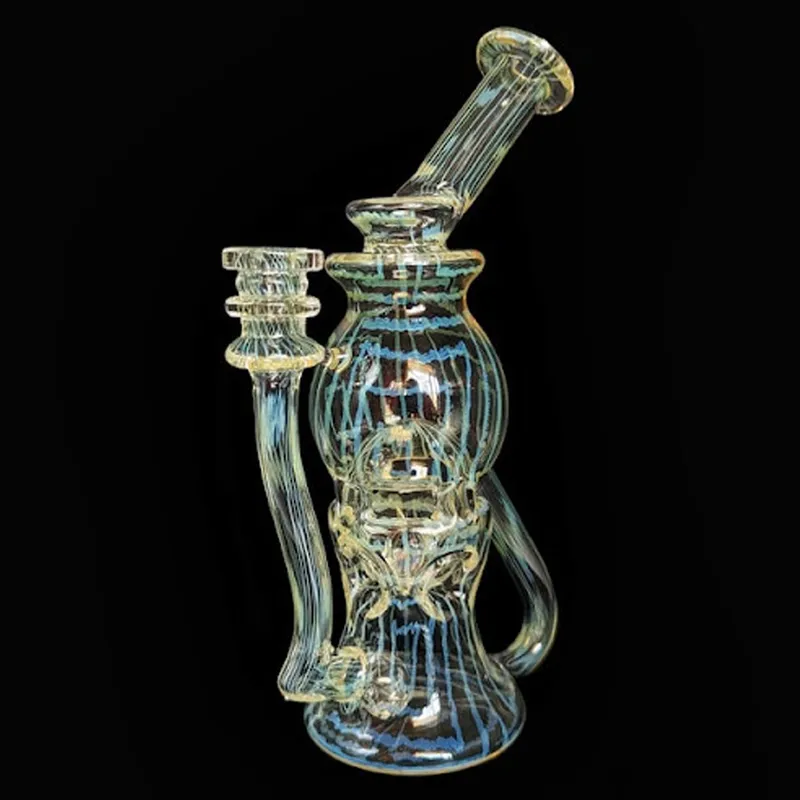 Handblown glass rig on a black background