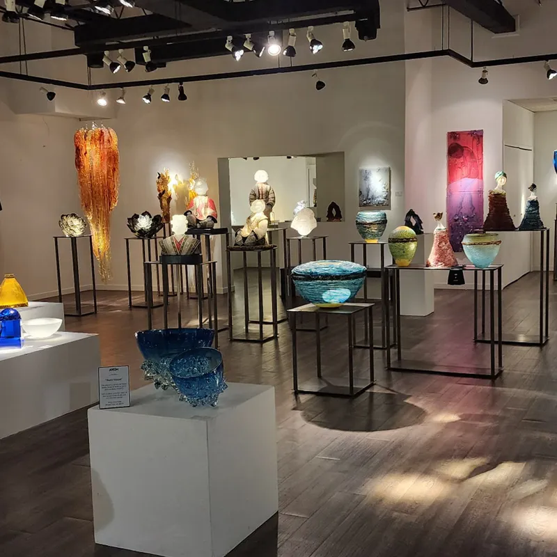 Glass art gallery interior